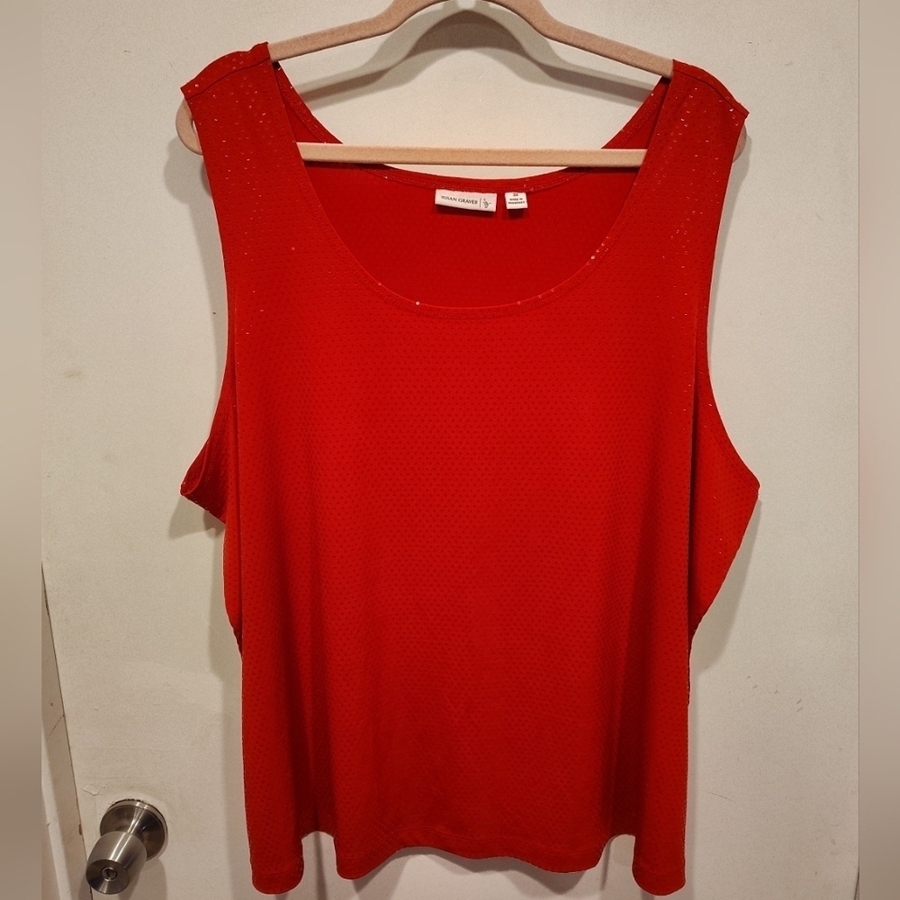 Susan Graver Women's Red Sparkly Slinky Stretch Tank Top 3X-Event Travel Career